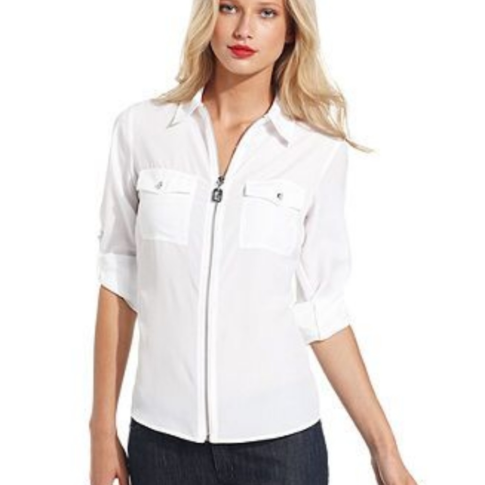 MICHAEL Michael Kors Rolltab Long Sleeve Zip-Front